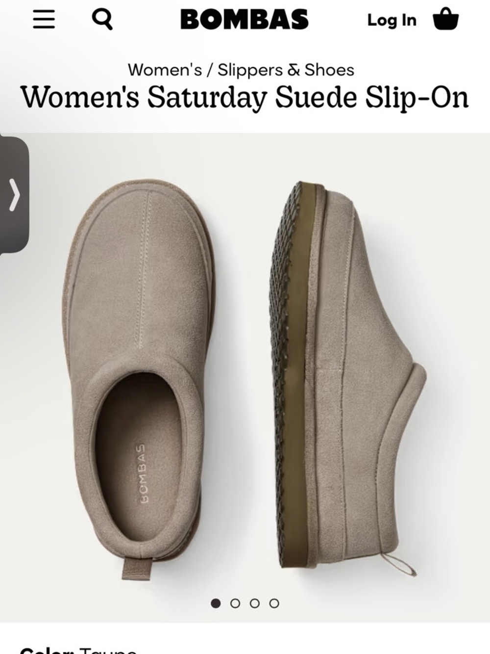 Bombas Women's Suede Slip-On in Taupe